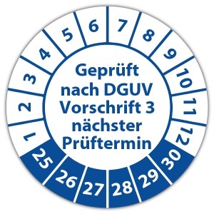 Prüfplakette Geprüft nach DGUV Vorschrift 3 nächster Prüftermin - Prüfsiegel