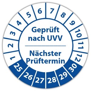 Prüfplakette Geprüft nach UVV nächster Prüftermin - 