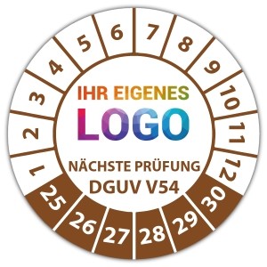 Prüfplakette Nächste Prüfung nach DGUV Vorschrift 54 - Prüfplaketten DGUV logo