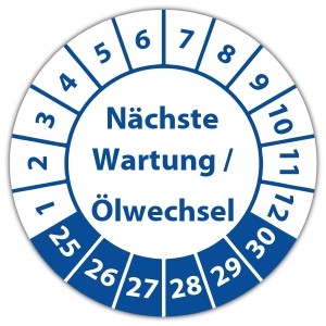 Prüfplakette Nächste Wartung / Ölwechsel - Prüfplaketten Neutral