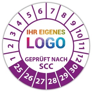 Prüfplakette Geprüft nach SCC - Prüfplaketten UVV logo