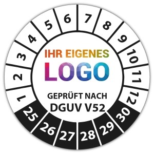 Prüfplakette Geprüft nach DGUV Vorschrift 52 - Prüfplaketten DGUV logo