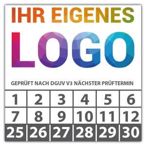 Prüfplakette Geprüft nach DGUV Vorschrift 3 nächster Prüftermin - Prüfplaketten Quadrat logo