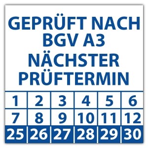 Prüfplakette Geprüft nach BGV A3 nächster Prüftermin - Prüfplaketten Quadrat