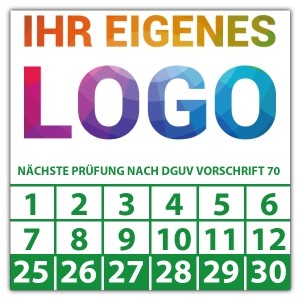 Prüfplakette Dokumentenfolie Nächste Prüfung nach DGUV vorschrift 70 - Prüfplaketten Dokumentenfolie logo