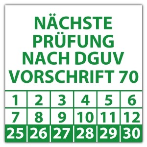 Prüfplakette Dokumentenfolie Nächste Prüfung nach DGUV vorschrift 70 - Prüfplaketten Dokumentenfolie