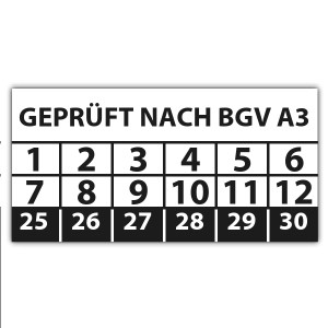 Prüfplakette Dokumentenfolie Geprüft nach BGV A3 - Prüfplaketten rechteck