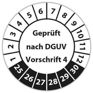 Prüfplakette Geprüft nach DGUV Vorschrift 4 - DGUV Vorschrift 3 - Elektrische Betriebsmittel