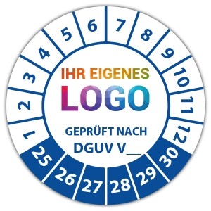 Prüfplakette Geprüft nach DGUV (eigene eingabe) - Prüfplaketten DGUV logo